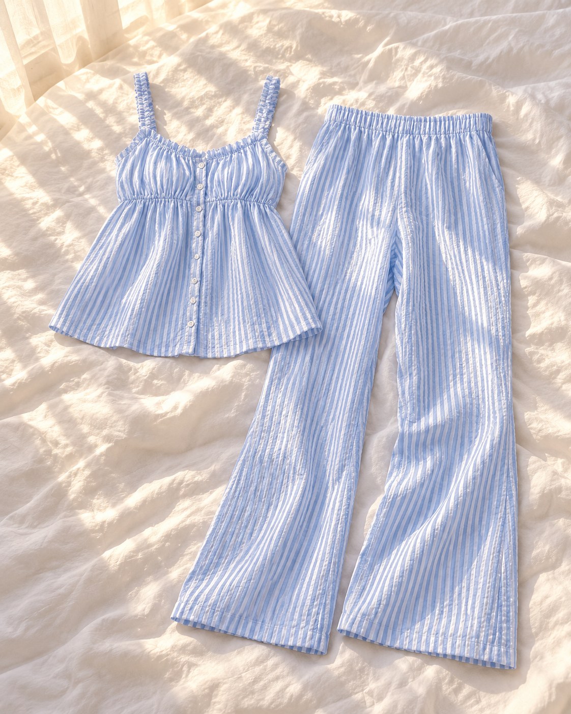 Lace-trim cotton pyjama set